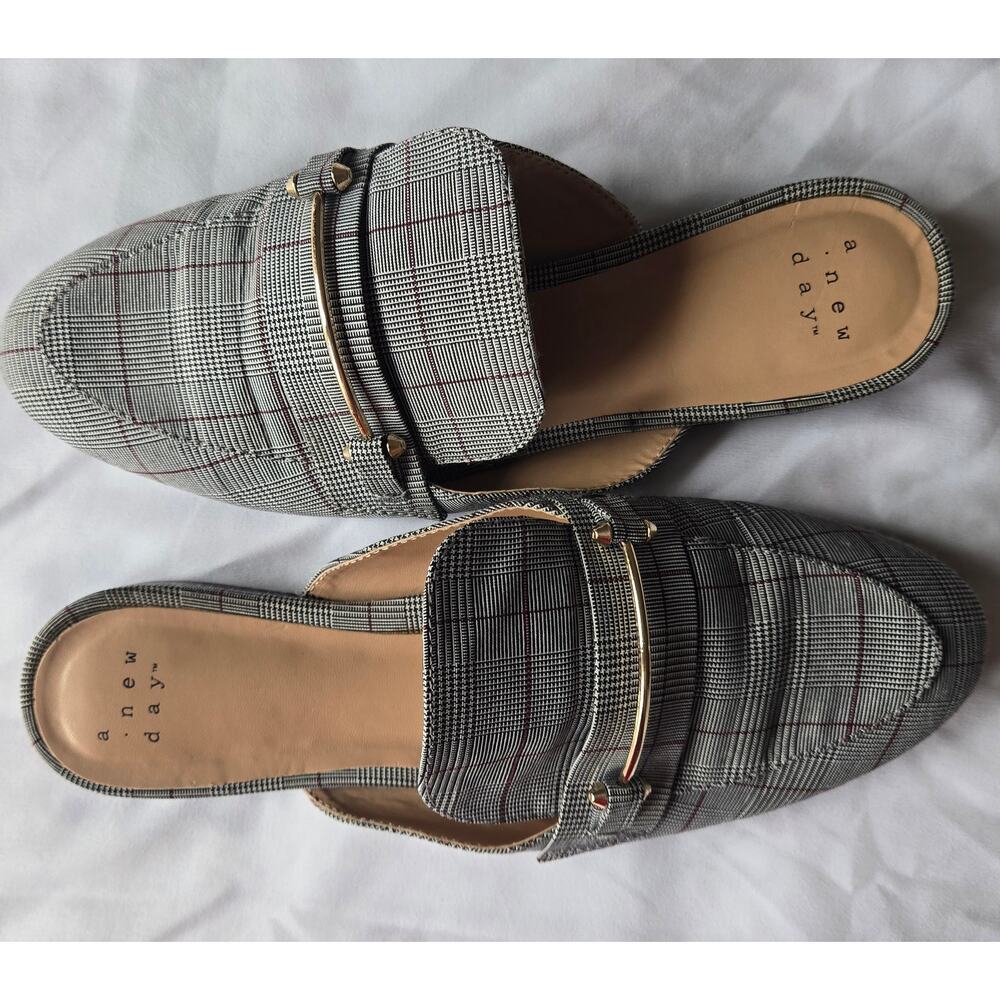 Women's Remmy Plaid Buckle Backless Slip on Office Loafers Light Academia Vibe 8 - Picture 5 of 5